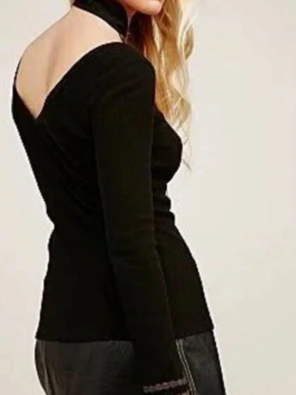Free People Last Dance Lace Embroidered cuff V-Neck Long Sleeve Thermal Top